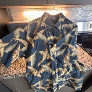 Men's Tropical Leaf Print Shirt Jacket